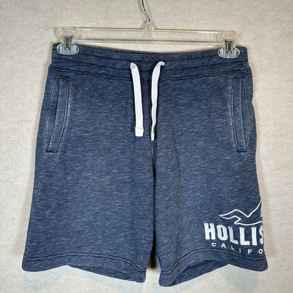 Hollister California Mens S Navy Blue Logo Drawstring Sweat Shorts
